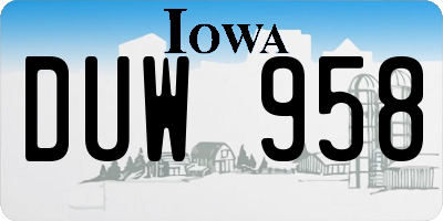 IA license plate DUW958