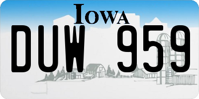 IA license plate DUW959