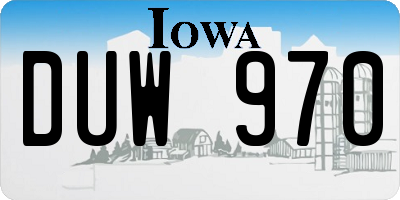 IA license plate DUW970