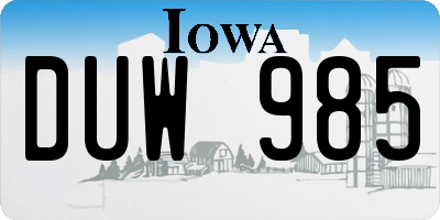 IA license plate DUW985