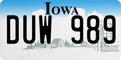 IA license plate DUW989