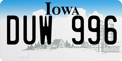 IA license plate DUW996