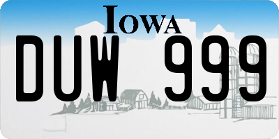 IA license plate DUW999