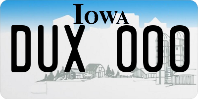IA license plate DUX000