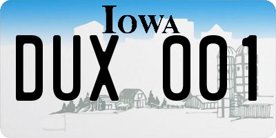 IA license plate DUX001