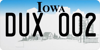 IA license plate DUX002