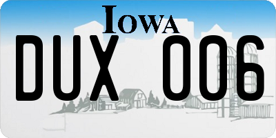 IA license plate DUX006