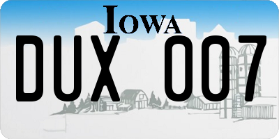 IA license plate DUX007
