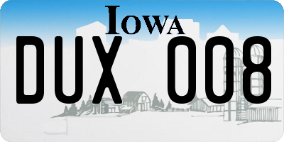IA license plate DUX008