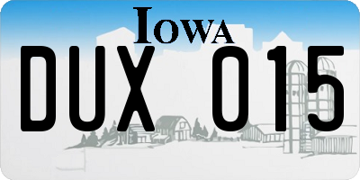 IA license plate DUX015