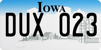 IA license plate DUX023