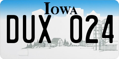 IA license plate DUX024