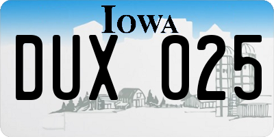 IA license plate DUX025