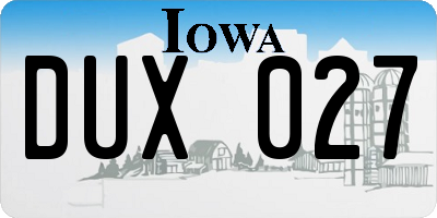 IA license plate DUX027
