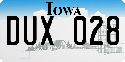 IA license plate DUX028
