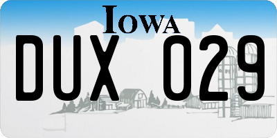 IA license plate DUX029