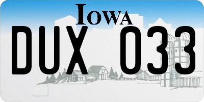 IA license plate DUX033