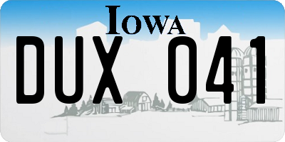 IA license plate DUX041