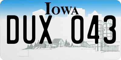 IA license plate DUX043