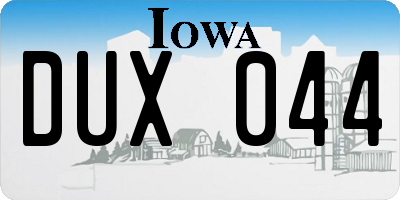 IA license plate DUX044
