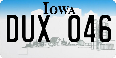 IA license plate DUX046