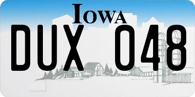 IA license plate DUX048