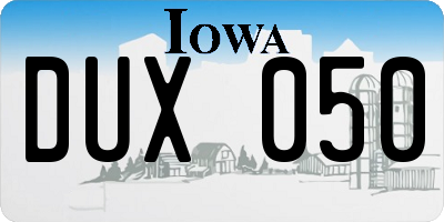 IA license plate DUX050