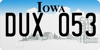 IA license plate DUX053
