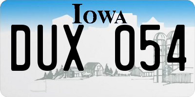 IA license plate DUX054