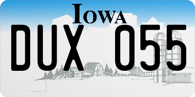 IA license plate DUX055