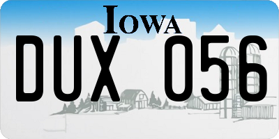 IA license plate DUX056