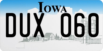 IA license plate DUX060