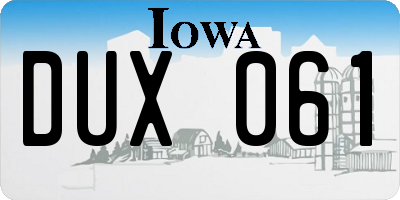 IA license plate DUX061