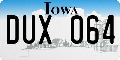 IA license plate DUX064