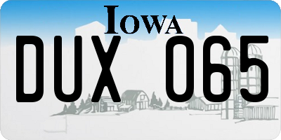 IA license plate DUX065