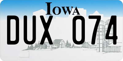 IA license plate DUX074