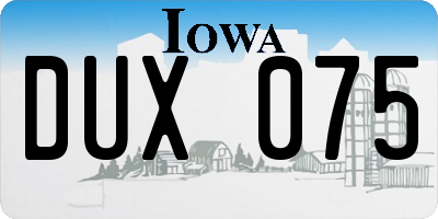 IA license plate DUX075