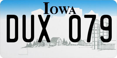 IA license plate DUX079