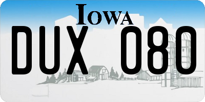 IA license plate DUX080