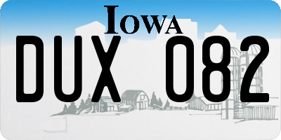 IA license plate DUX082