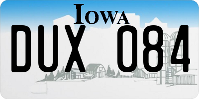 IA license plate DUX084