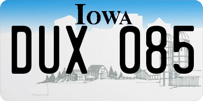 IA license plate DUX085