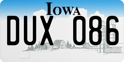 IA license plate DUX086