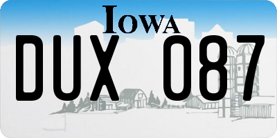 IA license plate DUX087