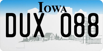 IA license plate DUX088