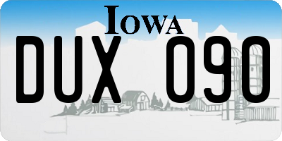 IA license plate DUX090