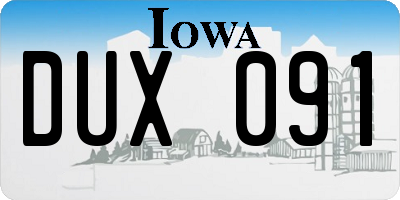 IA license plate DUX091