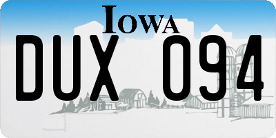 IA license plate DUX094