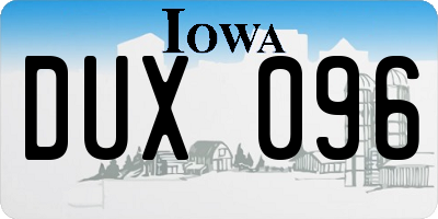 IA license plate DUX096
