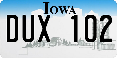 IA license plate DUX102